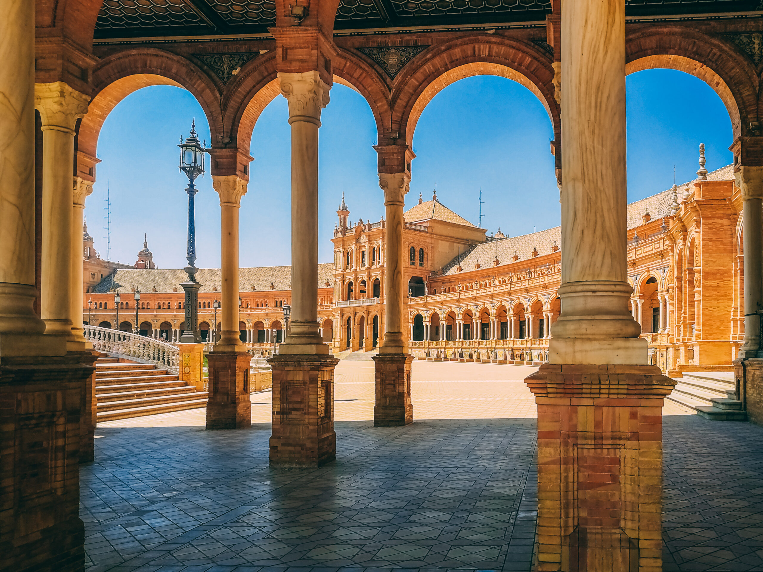 Beautiful view of the Plaza de Espana in Seville in Spain